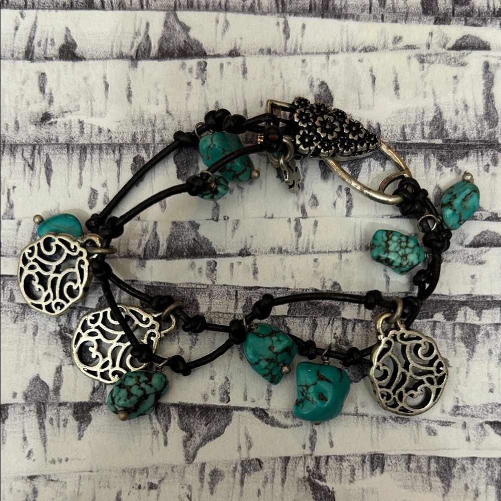 Lucky Brand Black and Turquoise Bracelet